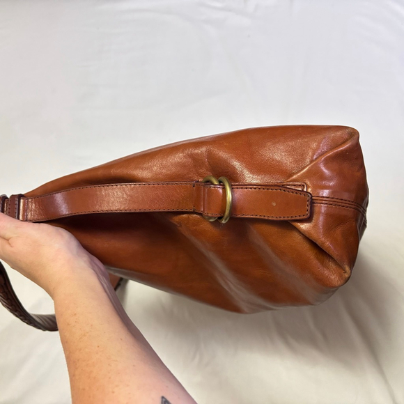 Cole Haan Village Leather Hobo Shoulder Bag Large Purse Brown Woven Strap - Picture 4 of 16